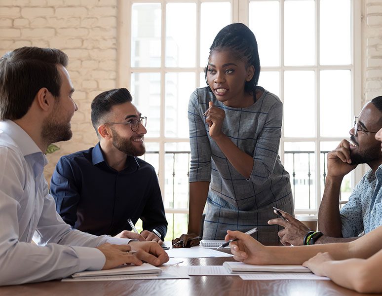 colleague in a meeting